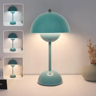 EXTRASTAR Flowerpot LED Tischlampe, Dimmbare Touch-Pilz Lampe, Kabellos mit 3 Farbtemperatur, USB-Aufladbare, Tischlampe für Schlafzimmer, Wohnzimmer, Blau