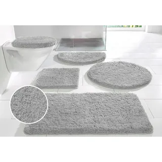 OTTO home Badematte Sanremo, Badvorleger, Badezimmer Teppich, sehr weich, Höhe 30 mm, rutschhemmend beschichtet, schnell trocknend, fußbodenheizungsgeeignet, Polyester, rechteckig, Badteppich, unifarben, rechteckig, rund & als 3-tlg. Set erhältlich grau rechteckig | 55 cm x 50 cm x 30 mm