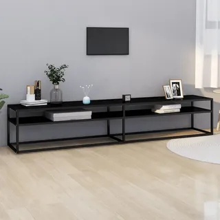 vidaXL TV-Lowboard 220x40,5x40 cm Schwarz Glas/Stahl