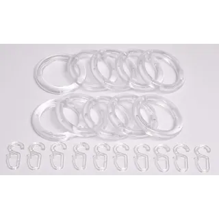 indeko Gardinenring a10, Gardinenstangen, (Set, mit Faltenlegehaken), für Gardinenstangen Ø 20 und 28 mm weiß