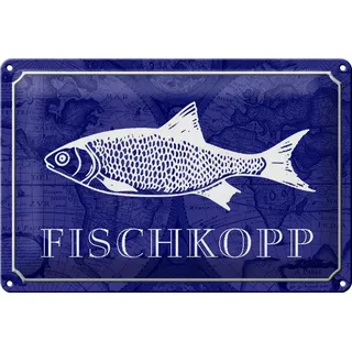 Schild Blech 30x20cm - Made in Germany - Spruch Fischkopp Fisch Metall Deko Blechschild