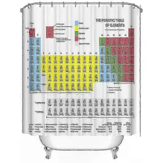 Wasserdichter Duschvorhang Aus Polyester, Periodensystem-muster, Einzigartige Badezimmerdekoration, Wasserabweisendes Material, Für Den Täglichen Gebrauch, Standardgröße.