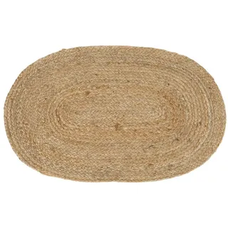 tinkaro Fußmatte Bombay geflochtene Jute oval 80x50 cm Natur, oval, Höhe: 1 mm, Ovale Schmutzfangmatte mit geflochtener Struktur für den Eingang beige