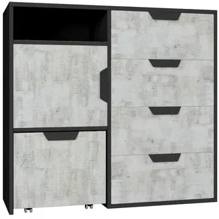 Furniture24 Kommode Nano NA8 Schrank Sideboard mit Tür 5 Schubladen Jugendzimmer Merzwerschrank