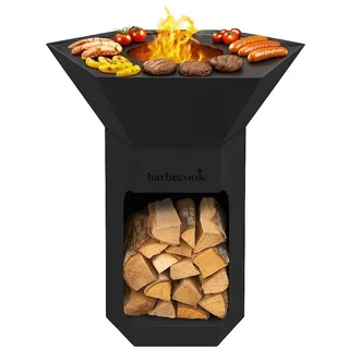 Barbecook Feuerschale mit Feuerplatte Nestor Original BBQ Grill und plancha, schwarz, 92x92x101cm