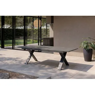 HARTMAN Exklusivmodell Xanadu Ausziehtisch, xerix, Alu / Glaskeramik, 220/280 x 100 cm, X-Gestell