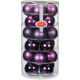 24 Christbaumkugeln Glas 6cm//Weihnachtskugeln Weihnachtsschmuck Weihnachtsdeko Baumkugeln Baumschmuck Christbaumschmuck Kugeln Glaskugeln Dose, Farbe: Purple Deluxe (Violett Lila Purpur Glanz/Matt)