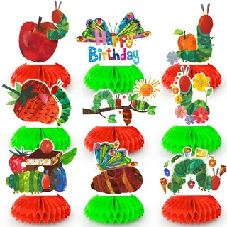 Raupe Nimmersatt Tischdekorationen für Geburtstag,9 pcs Hungrige Raupen Party Dekoration Hungry Caterpillar Deko Tischdekorationen Caterpillar Deko Geburtstag Frühlingsdeko