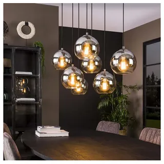 famlights Pendelleuchte famlights, Pendelleuchte Leana in Transparent E27 7-flammig weiß