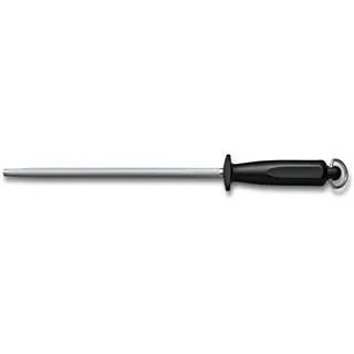 Victorinox Swiss Classic Abziehstahl, Runder Wetzstahl zum Schärfen von Küchenmessern bis 65 HRC, 25 cm, Mittelfeinzug, Ergonomischer Griff, Schwarz