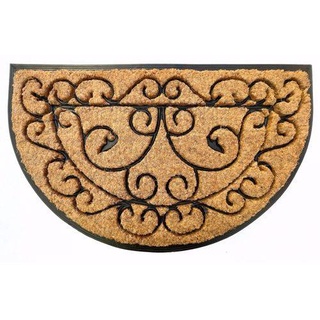Kokosmatte Fußmatte 45x75x2cm halbrund braun schwarz - Hochwertiger Kokos Fußabtreter ideal für den