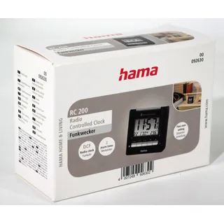 Digital Funkwecker 2 Weckzeiten LED Kalender Temperatur 092630 Hama RC 200