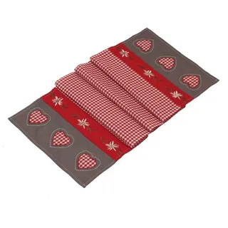 Frank-Flechtwaren Tischläufer Alpenglück, 337513, waschbar, rot / beige, aus Polyester, 40 x 150 cm