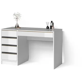 Livinity® Schminktisch, Weiß, Gold, Holzwerkstoff, 5 Fächer, 5 Schubladen, Rechteckig, 120x75x55 cm, Wohnzimmer, Wohnzimmertische, Konsolentische