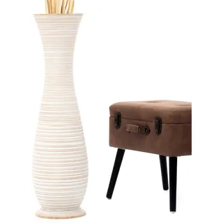 Leewadee Große Bodenvase 85 cm Mangoholz für Pampasgras & Trockenblumen