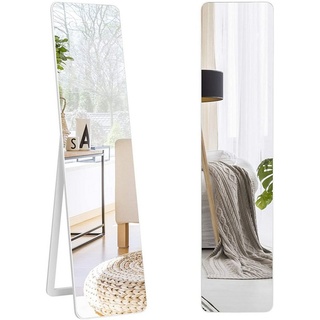 COSTWAY Standspiegel, Ganzkörperspiegel stehend/ Wandmontage, 160 x 37cm weiß