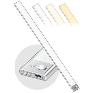 60CM Unterbauleuchte Küche LED akku, Schrankbeleuchtung mit Bewegungsmelder | 216 LEDs leiste Dimmbar, 4500mAh wiederaufladbar Beleuchtung, 3 Farbmodi Magnetische Lampe für Kleiderschrank, Kein Bohren