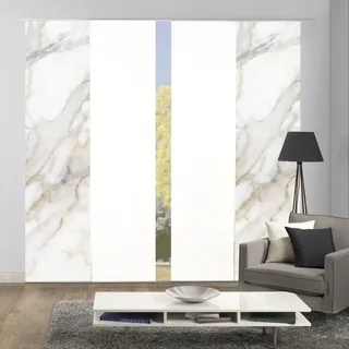 HOME WOHNIDEEN SUMANI, 4er Set Gr. 1, beige (natur), B:60cm H:245cm, Polyester, Gardinen, Schiebevorhang Digidruck 4er Set SUMANI