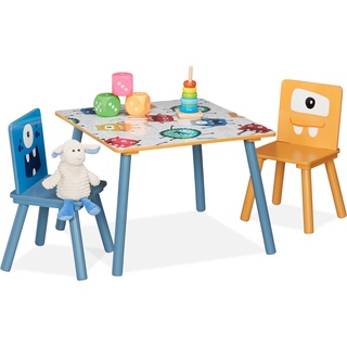 Relaxdays, Kinderstuhl + Kindertisch, 3-tlg. Kindersitzgruppe (Kindersitzgruppe)