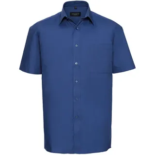 Russell Collection Klassisches Baumwoll Popeline Hemd  Kurzarm, aztec blue, 4XL