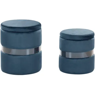 Beliani Pouf mit Stauraum rund glänzendes Metall Flur Wohnzimmer Salon Schlafzimmer Deko Sitzhocker Glamour Look DORIS