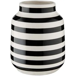 BUTLERS Keramik Vase mit Streifen in Schwarz und Weiß -Malika- charmante Dekoration für Wohnzimmer und Tischdeko | Blumenvase für Tulpen, Rosen, Pampasgras oder Trockenblumen