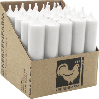 Stabkerzen aus Paraffin, 100/22 mm, Weiß, KERZENFARM HAHN, Brenndauer ca. 4h, 25 Stück pro Verpackung