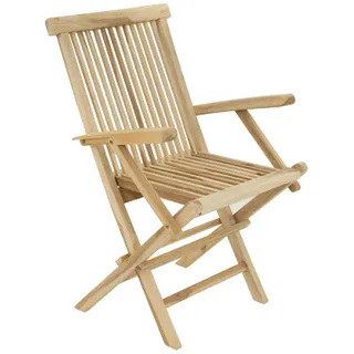 VCM 4er Set Gartenstuhl Klappstuhl Hochlehner Armlehnen Teak Holz natur Maße H. 89 x B. 57 x T. 62 cm