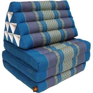 GURU SHOP Thaikissen, Dreieckskissen, Kapok, Tagesbett mit 3 Auflagen - Türkis, 30x50x160 cm