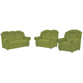 Livetastic Sitzgarnitur, Grün, Kunststoff, 3-teilig, Made in EU, Hocker erhältlich, Rücken echt, Armteil links, rechts, Wohnzimmer, Sofas & Couches, Sitzgarnituren