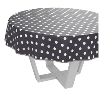 ANRO Wachstuchtischdecke abwaschbar Rund 120 cm Grau