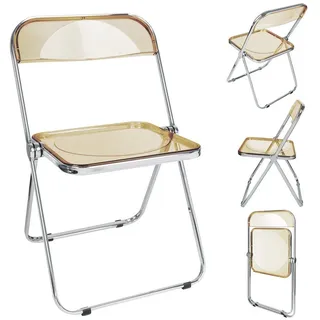 JEOBEST Klappstuhl Gartenstuhl, Klappsessel für Esszimmer, Wohnzimmer, (1 St) Acryl Ransparenter Klappstuhl für Bankett gelb