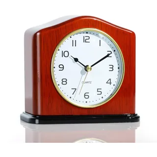 AYRELY® Kaminuhr aus Holz – Handgefertigte Tischuhr Vintage mit lautlosem Quarzwerk und Klavierlack-Optik, Elegante Standuhr für Wohnzimmer, Schlafzimmer, Büro oder als Geschenk