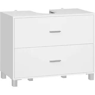 EUGAD Waschbeckenunterschrank (1-St) mit 2 Schubladen, 80 x 60 x 30 cm, mit Siphonausschnitt weiß 80 cm x 60 cm x 30 cm