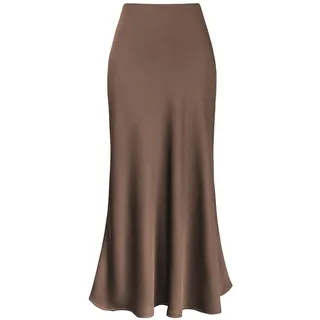 Röcke Damen Satinrock Lang Satin Rock Midi Rock Midi Satin Business Midirock Bleistiftrock Maxirock Long Skirt Satin Kleid