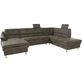sit&more Wohnlandschaft Cardoso U-Form, mit Federkern und Kopfstützen, mit Schlaffunktion und Relaxfunktion grau