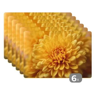 MuchoWow Platzset Gelb - Chrysantheme - Sanftheit, (6-St), Platzsets, Tischset, Abwaschbar, Tischsets, Platzdeckchen gelb