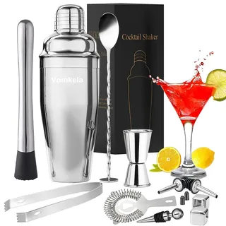 Cocktail Shaker Set,Boston Cocktail Shaker mit Ständer,25pcs Bar Zubehör Barkeeper Cocktail Mixer Zubehör,750ml Edelstahl Cocktailshaker Geschenken Cocktail Deko Bartheke (Stil 4)