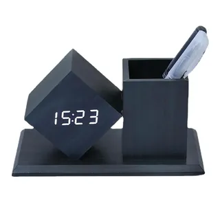 Lancoon Multifunktionale Led-Tischuhr Mit LCD-Temperaturkalender 3-Stufige Helligkeitsanpassung Sound Aktivierter Stifthalter Schreibtisch-Organizer Für Home Office