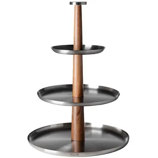 Fink Etagere ROMA, Akazienholz; Edelstahl, (1-tlg) braun|silberfarben Ø 30,5 cm x 42,5 cm