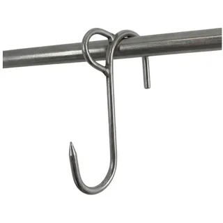 TronicXL S-Haken Metzgerhaken mit Ring Öse S-Haken Edelstahl groß für Schiene Metzger, Fleischerei Zubehör, (1-St), Metzgerei Räuchern Fleisch Wurst silberfarben