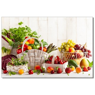 Victor (Zenith) Acrylglasbild Acrylglasbild \"Frisches Obst & Gemüse\" - Größe: 80 x 120 cm, Lebensmittel, in 80x120cm, Glasbilder Küche, Wanddeko, Küchenbild weiß
