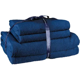 Kleine Wolke Handtuch Set RELAX, 4 Stück (2 Handtücher 50x10 + 2 Duschtücher 70x140), Frottier (Set, 4-St), moderne Melangeoptik, Handtücher, Duschtücher, mit Bordüre blau