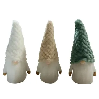Deko Wichtel Set 3er – 23 cm Handgemachte Weihnachtsdeko Figuren aus Stoff mit Strickmütze – Skandinavische Weihnachtswichtel für Tisch, Fens...