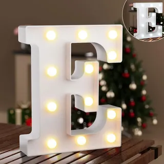 LED Buchstaben Lichter Alphabet, Ledido Leuchtbuchstabe mit Warmes & Kaltes Weiß, LED Brief Beleuchtung Buchstaben Nacht Lichter Dekoration für Geburtstagsfeier, Hochzeit, Kinderzimmer, Buchstaben E