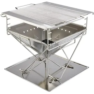 Groenberg Katla Grill L I 45 x 44 x 45 cm I kompakter Holzkohlegrill aus Edelstahl für Camping & Garten I ideal für Fleisch & Gemüse I mobiler Outdoor Grill mit Belüftungssystem