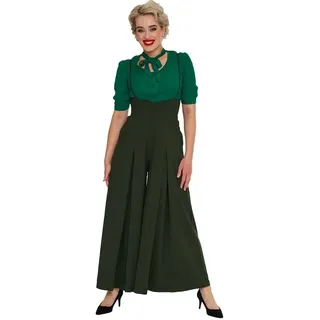 Voodoo Vixen Marlene-Hose Kourt Olive High-Waist Vintage Trousers 40er Jahre Stil grün M