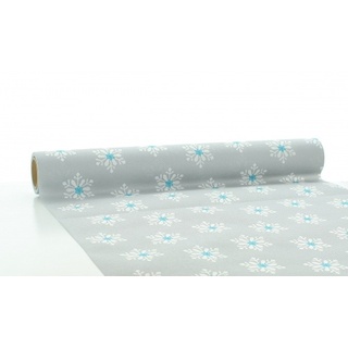 Sovie HOME Tischläufer Snowflakes in Silber-Türkis aus Linclass® Airlaid 40cm x 4,80 m, 1 Stück - Weihnachten