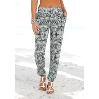 LASCANA Strandhose, mit Ethnoprint und Taschen, Sommerhose, Jerseyhose, Gr. 36, N-Gr, marine-bedruckt, , 618233-36 N-Gr