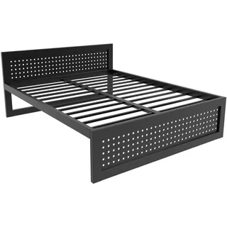 MetaloPro Metallbett 140x200 cm – Belastbar bis 1000 kg & Aufbau in <10 Min – Stabiles Bettrahmen Bettgestell mit 37cm Stauraum, Quietschfrei, Schwarz